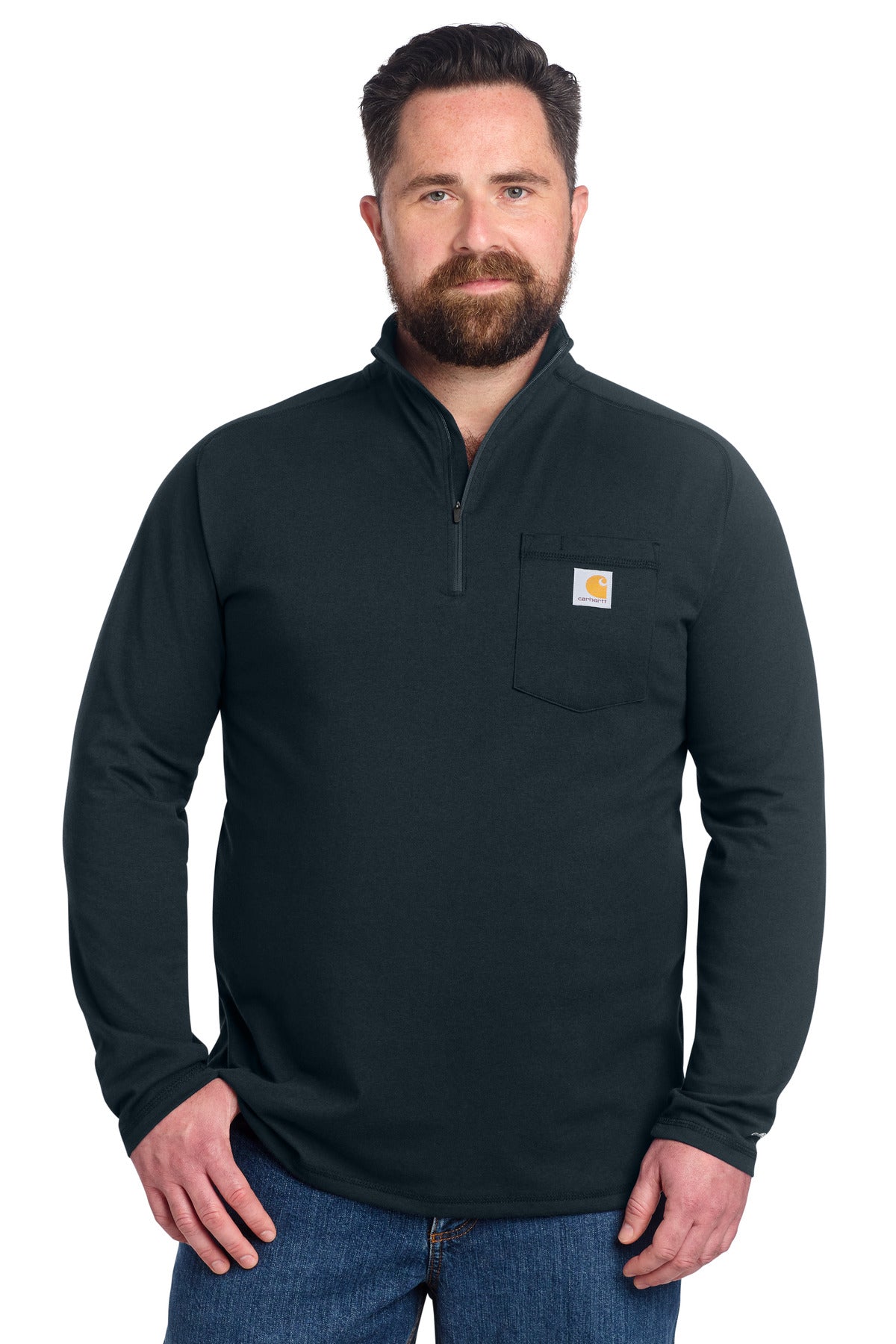 Carhartt Force 1/4-Zip Long Sleeve T-Shirt CT106660 - Navy - front