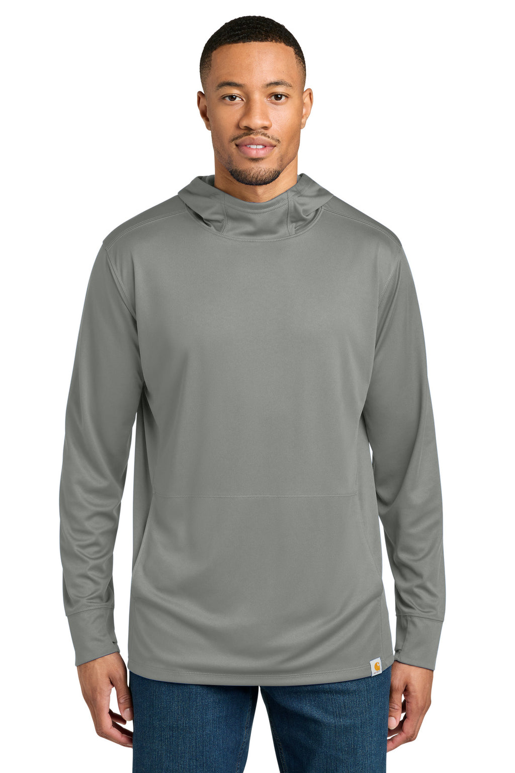 Carhartt Force Sun Defender Long Sleeve Hooded T-Shirt CT106923 - Asphalt Grey - front