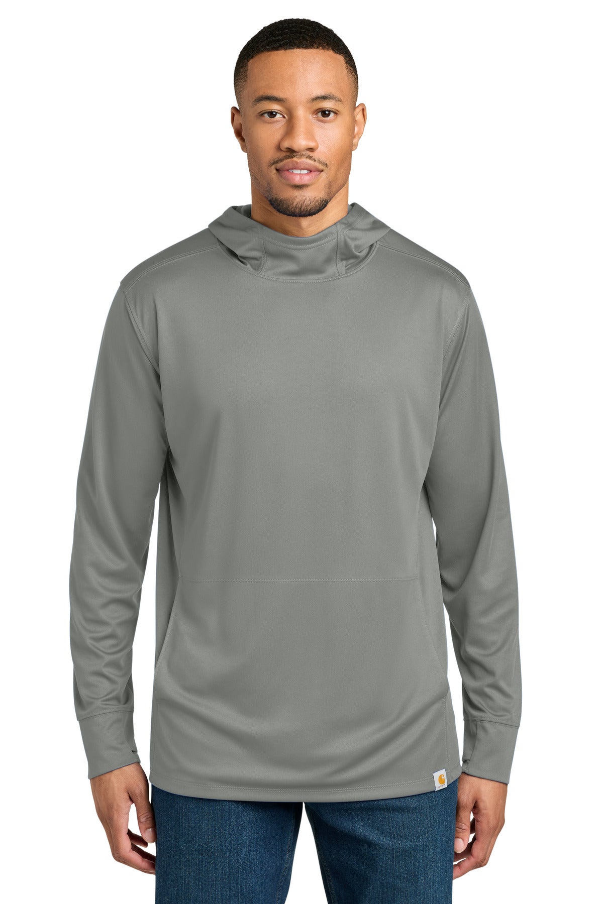 Carhartt Force Sun Defender Long Sleeve Hooded T-Shirt CT106923 - Asphalt Grey - front