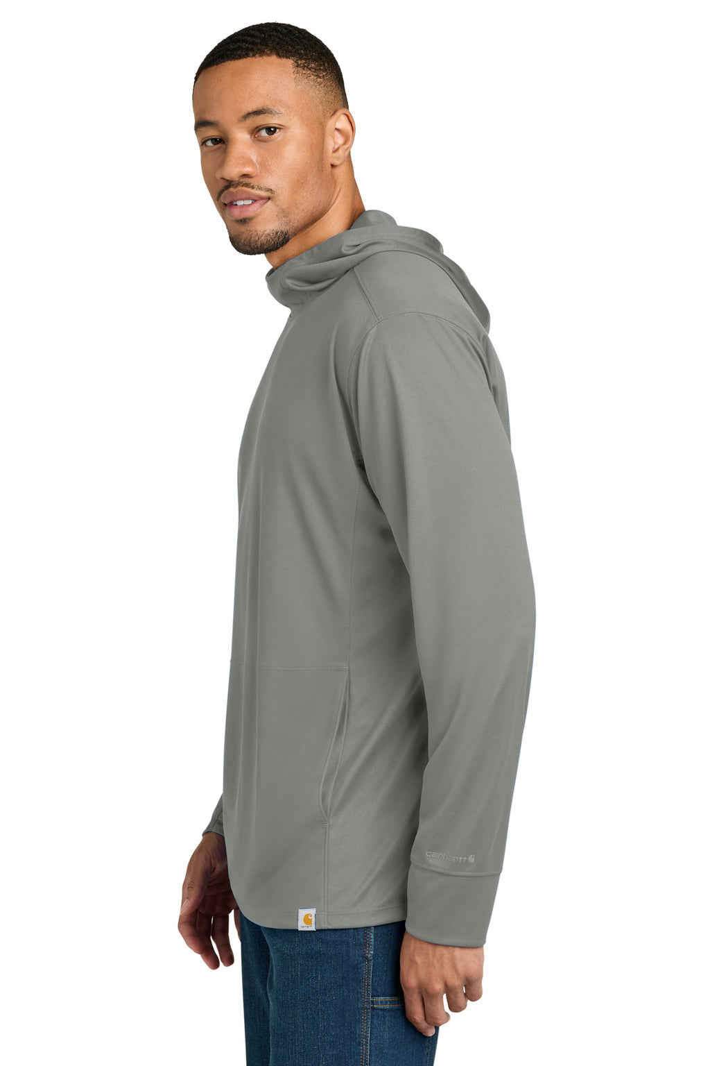 Carhartt Force Sun Defender Long Sleeve Hooded T-Shirt CT106923 - Asphalt Grey - side