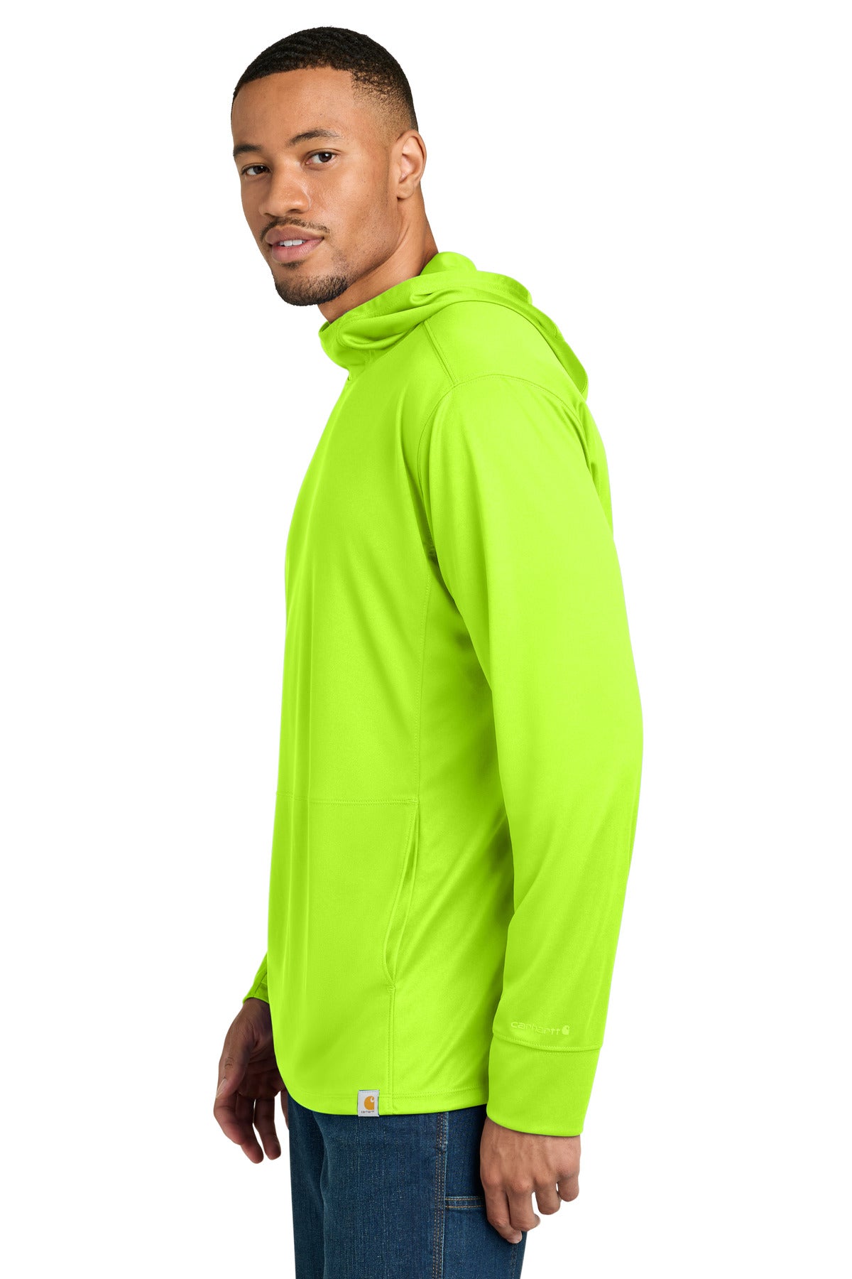 Carhartt Force Sun Defender Long Sleeve Hooded T-Shirt CT106923 - Brite Lime - side