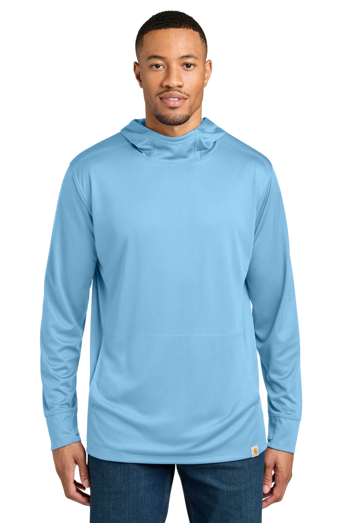 Carhartt Force Sun Defender Long Sleeve Hooded T-Shirt CT106923 - Fresh Water Blue - front