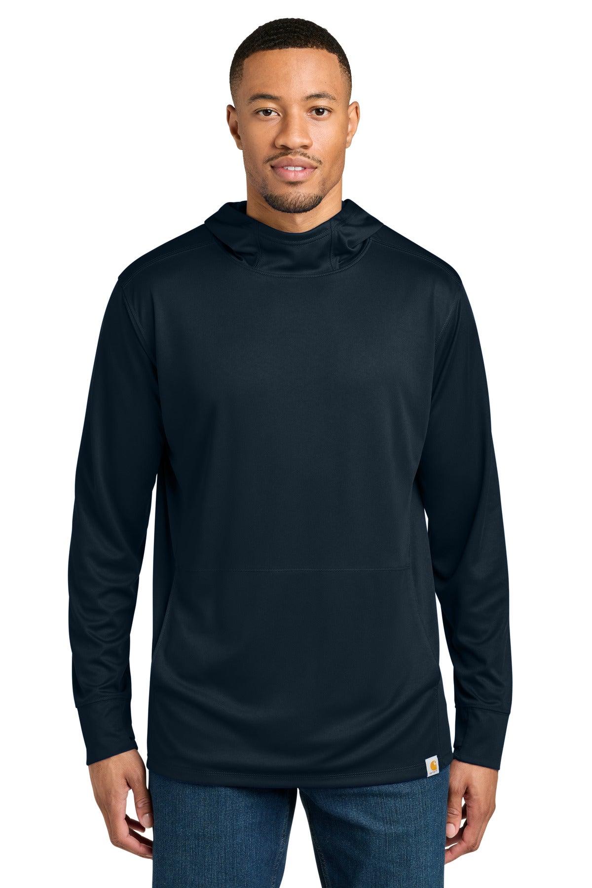 Carhartt Force Sun Defender Long Sleeve Hooded T-Shirt CT106923 - Navy - front
