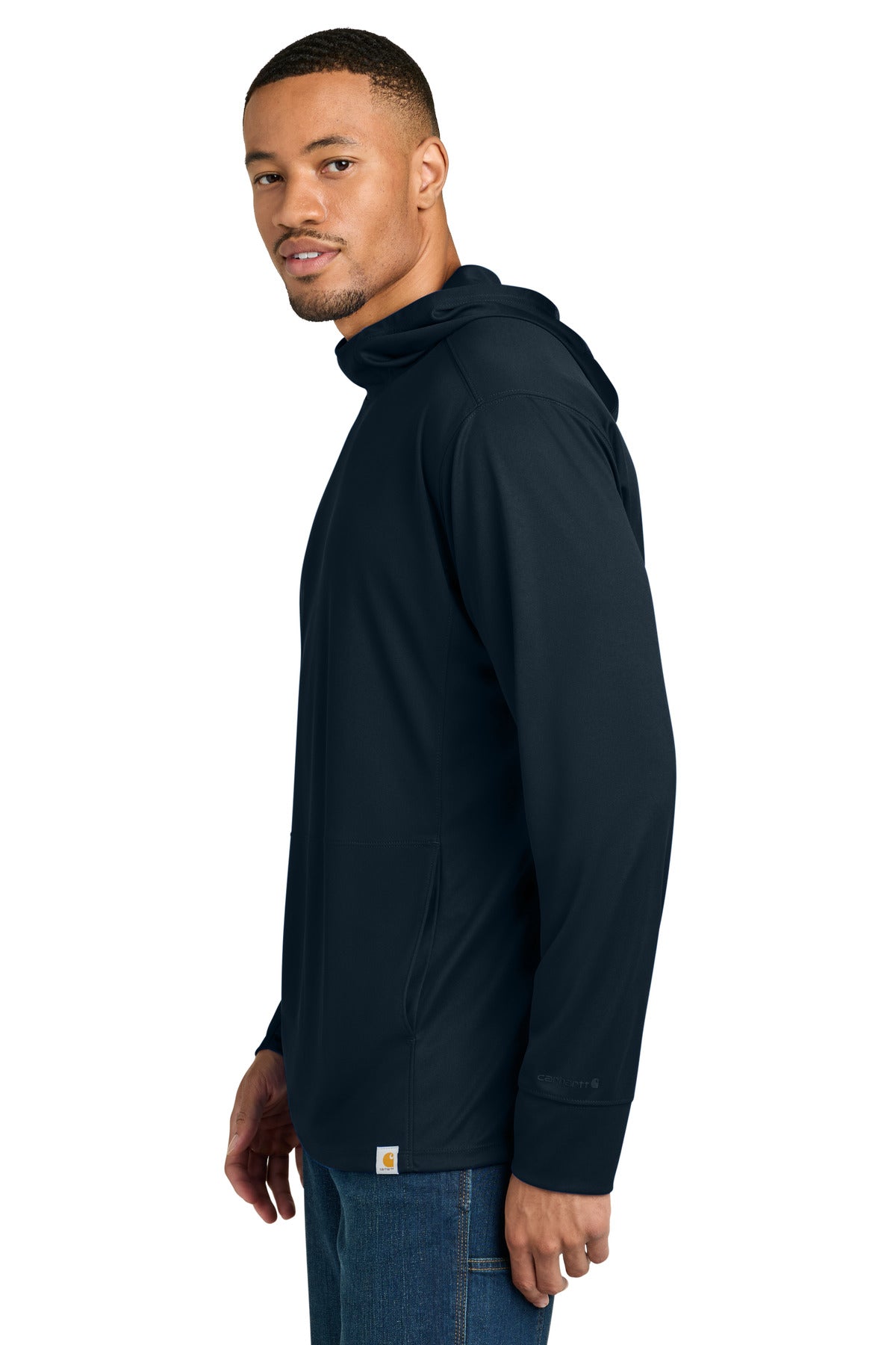 Carhartt Force Sun Defender Long Sleeve Hooded T-Shirt CT106923 - Navy - side