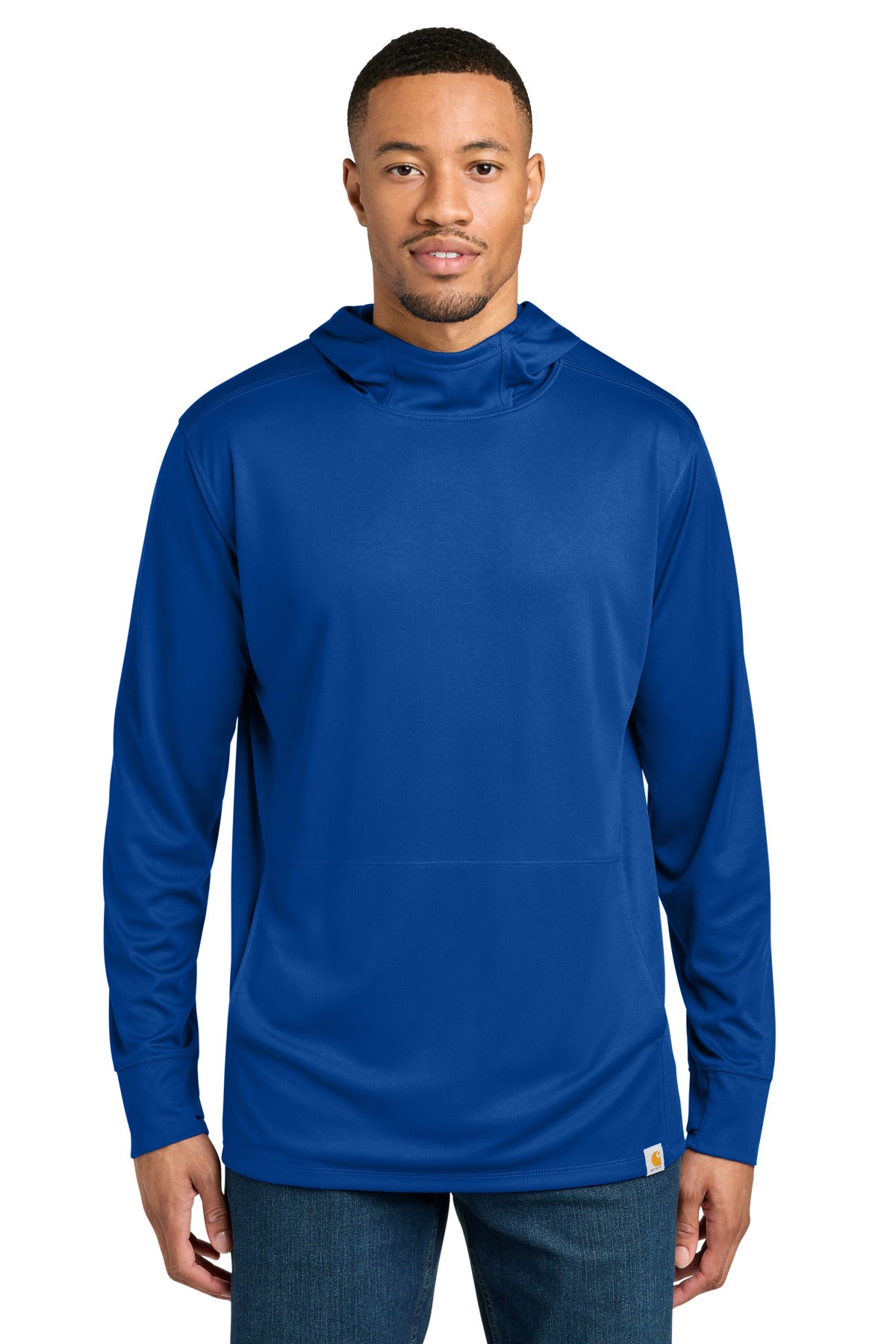 Carhartt Force Sun Defender Long Sleeve Hooded T-Shirt CT106923 - Royal Glass Blue - front