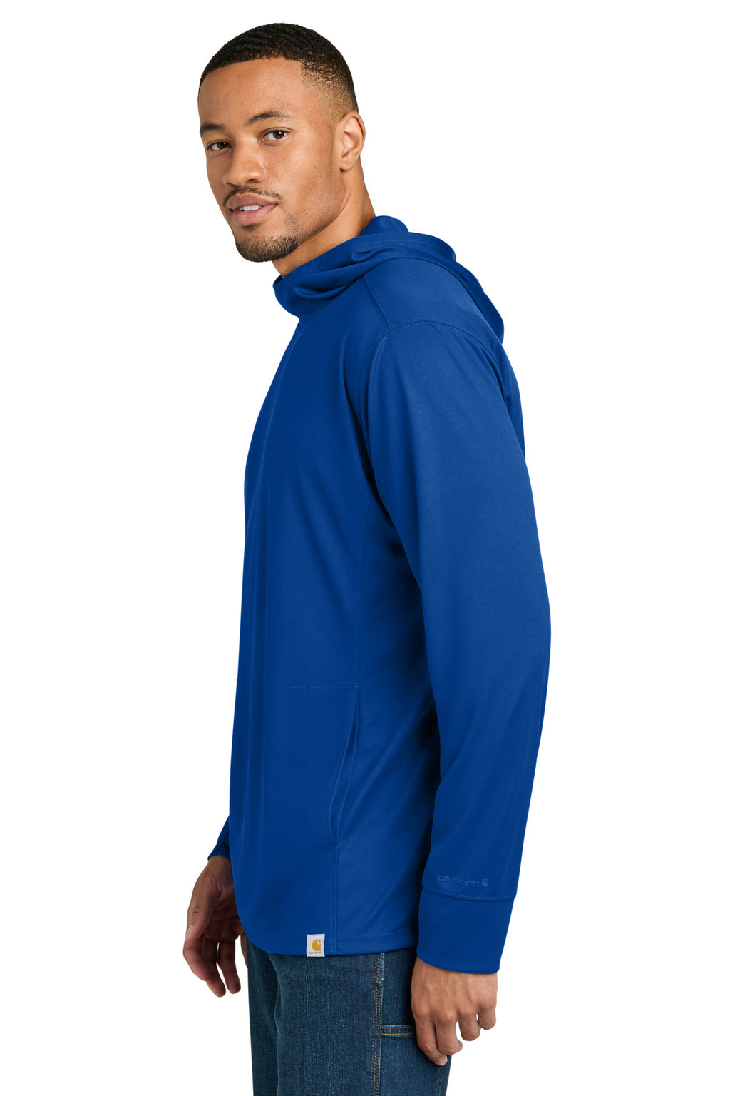 Carhartt Force Sun Defender Long Sleeve Hooded T-Shirt CT106923 - Royal Glass Blue - side