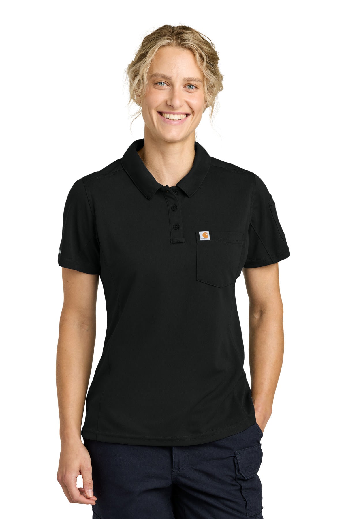 Carhartt Women's FLD & RSCU Polo CTC12119 - Black - front