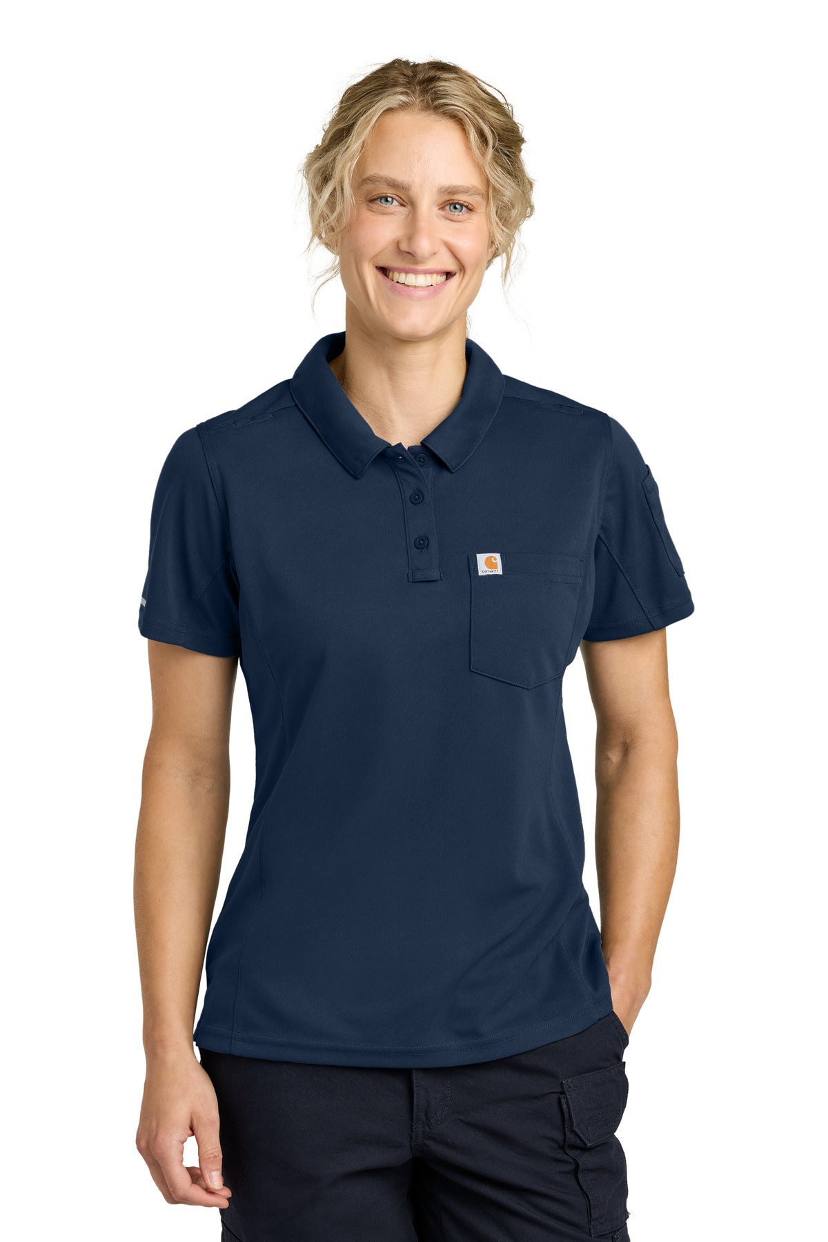 Carhartt Women's FLD & RSCU Polo CTC12119 - Dark Navy - front