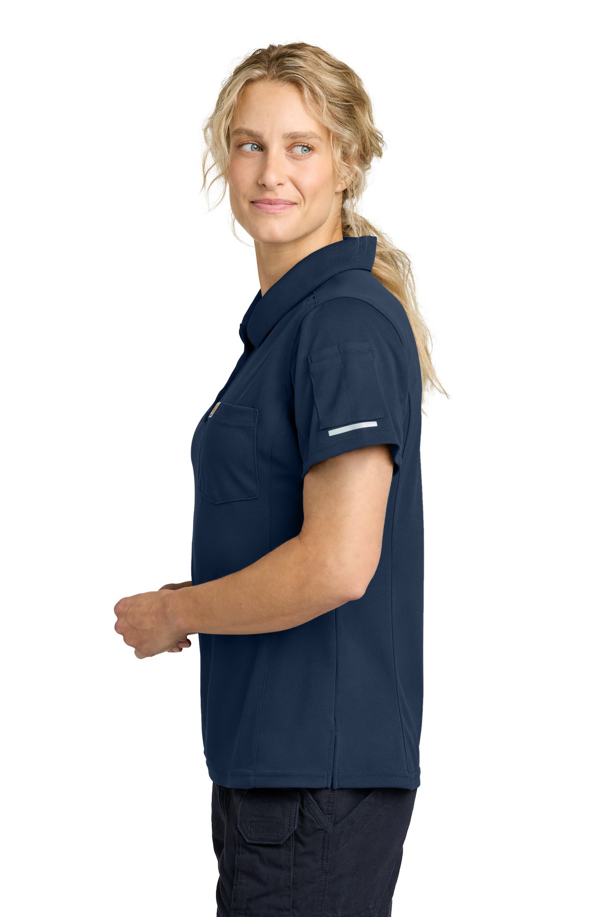 Carhartt Women's FLD & RSCU Polo CTC12119 - Dark Navy - side