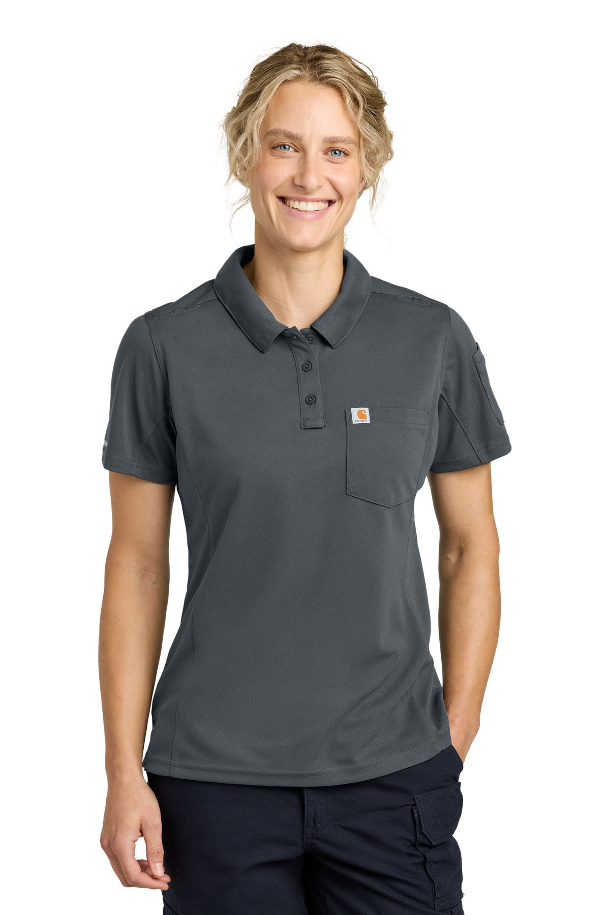 Carhartt Women's FLD & RSCU Polo CTC12119 - Pewter - front