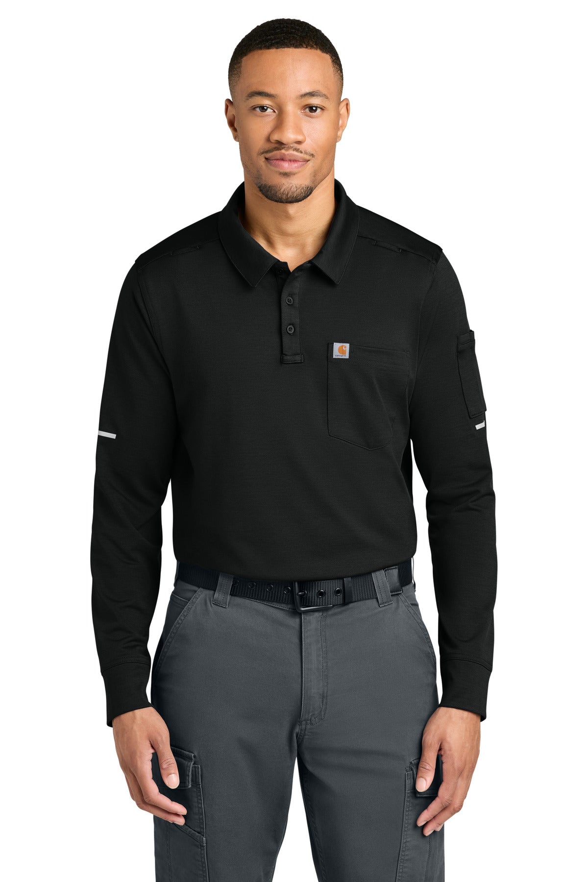Carhartt FLD & RSCU Long Sleeve Polo CTC16129 - Black - front