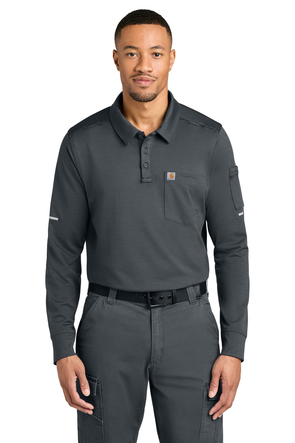 Carhartt FLD & RSCU Long Sleeve Polo CTC16129 - Pewter - front