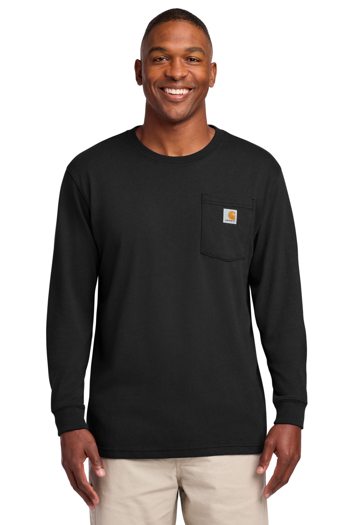 Carhartt Workwear Pocket Long Sleeve T-Shirt. CTK126 - Black - front