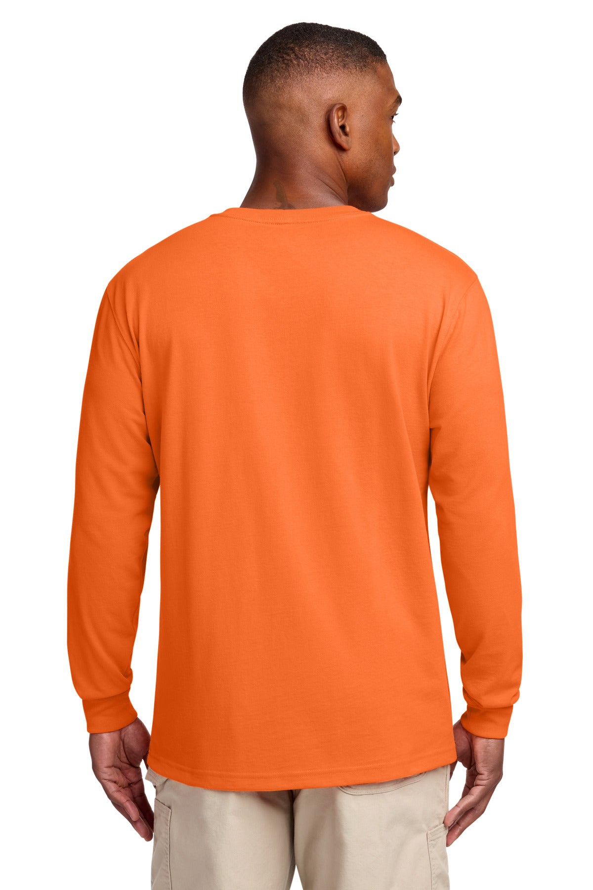 Carhartt Workwear Pocket Long Sleeve T-Shirt. CTK126 - Brite Orange - back