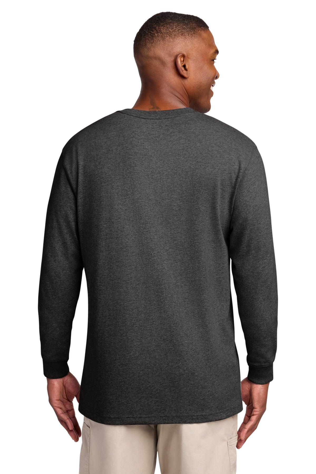 Carhartt Workwear Pocket Long Sleeve T-Shirt. CTK126 - Carbon Heather - back
