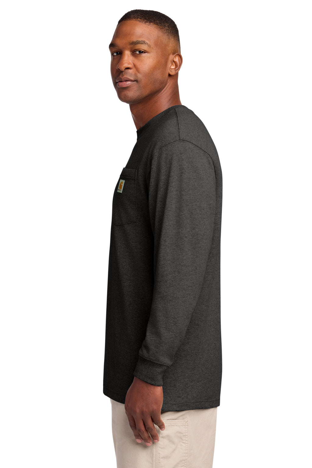 Carhartt Workwear Pocket Long Sleeve T-Shirt. CTK126 - Carbon Heather - side