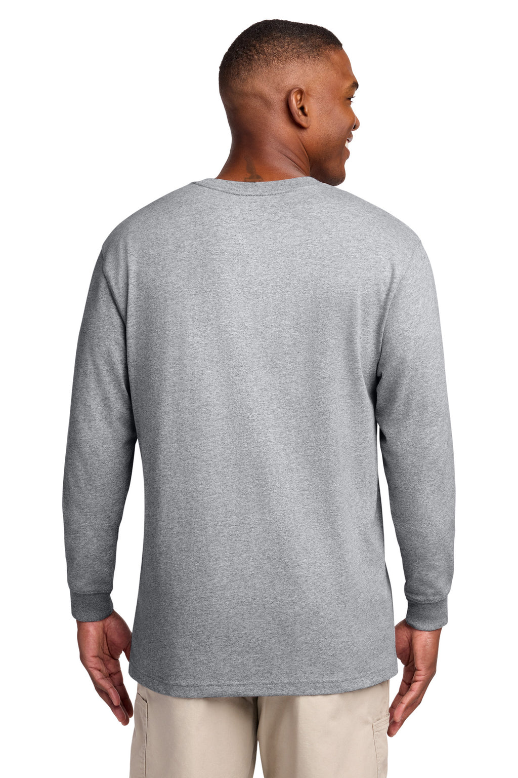 Carhartt Workwear Pocket Long Sleeve T-Shirt. CTK126 - Heather Grey - back