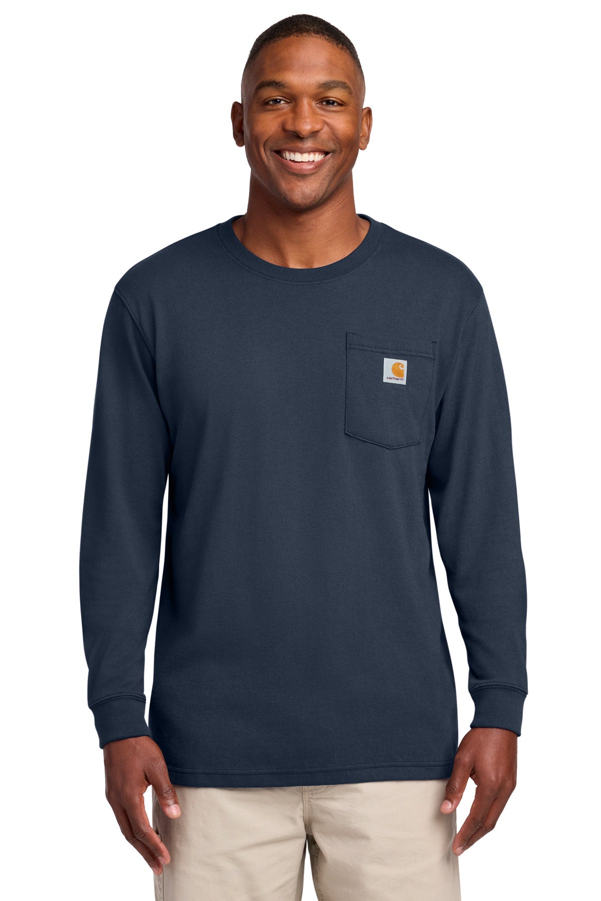 Carhartt Workwear Pocket Long Sleeve T-Shirt. CTK126 - Navy - front