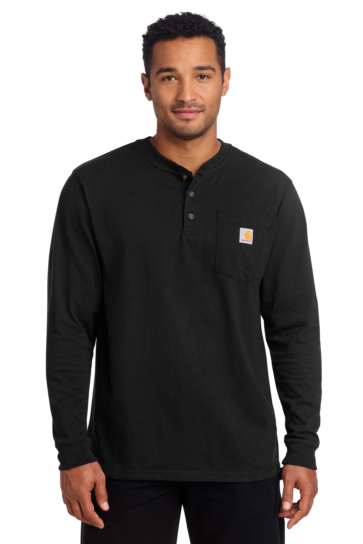 Carhartt Long Sleeve Henley T-Shirt CTK128 - Black - front