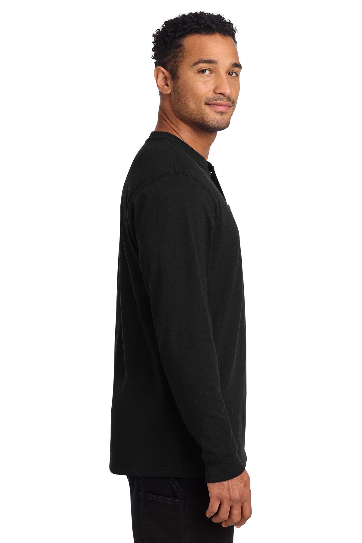Carhartt Long Sleeve Henley T-Shirt CTK128 - Black - side