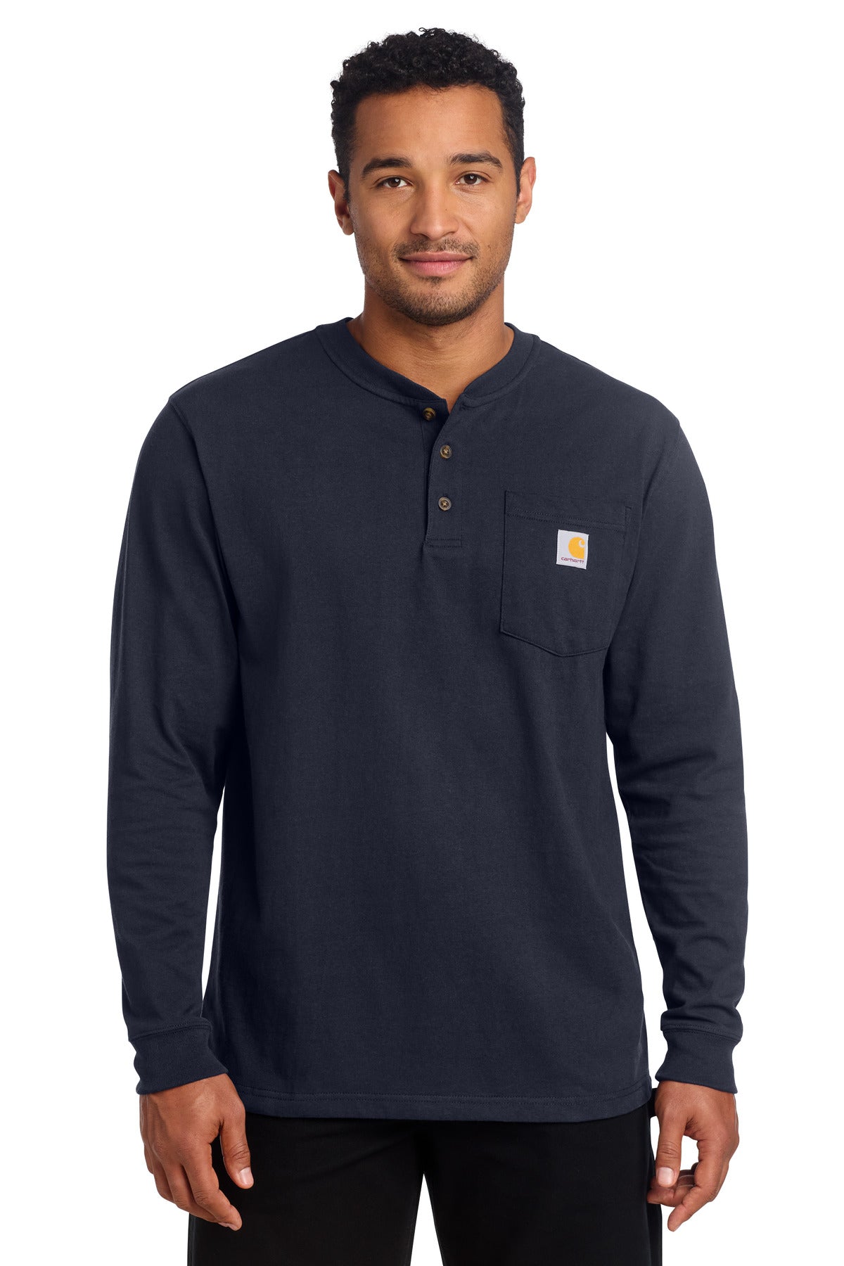 Carhartt Long Sleeve Henley T-Shirt CTK128 - Navy - front