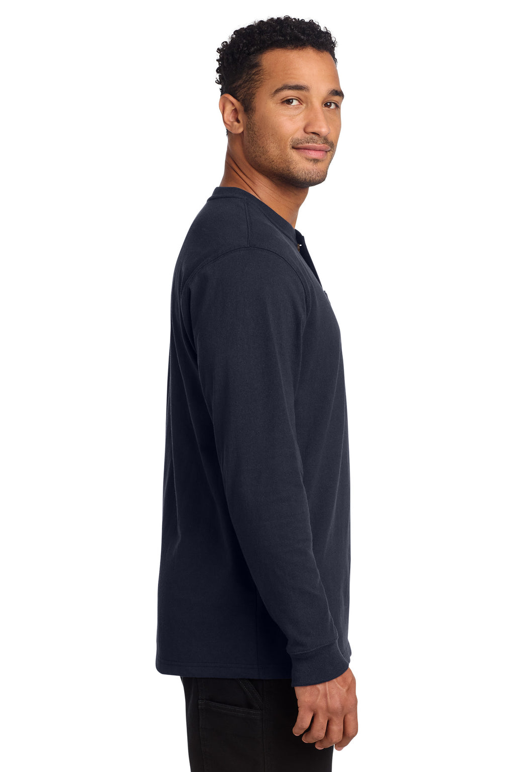 Carhartt Long Sleeve Henley T-Shirt CTK128 - Navy - side