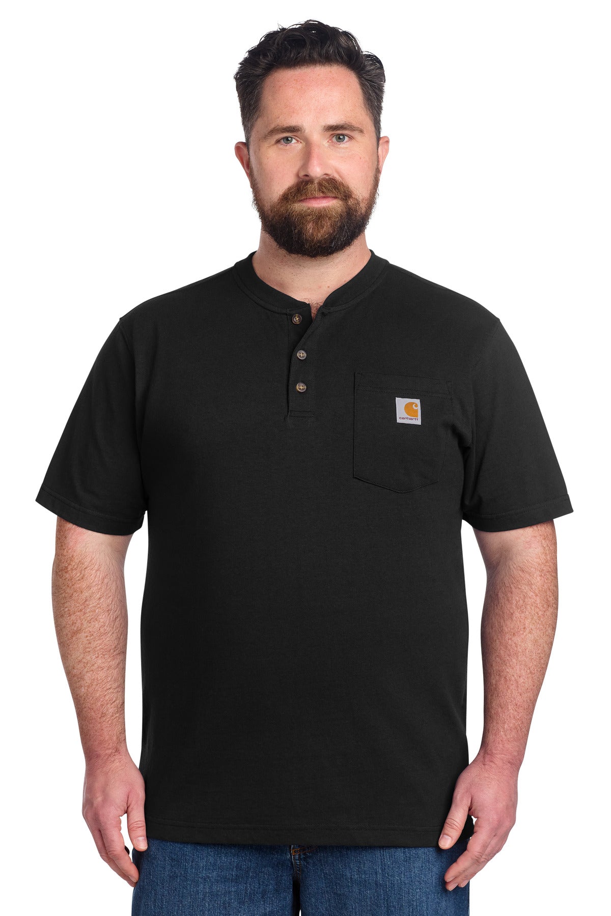 Carhartt Short Sleeve Henley T-Shirt CTK84 - Black - front