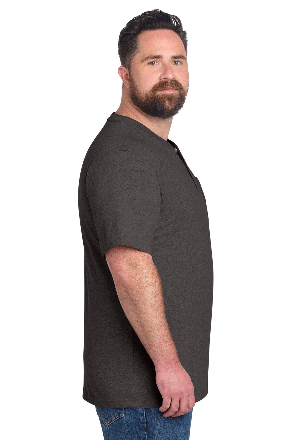 Carhartt Short Sleeve Henley T-Shirt CTK84 - Carbon Heather - side