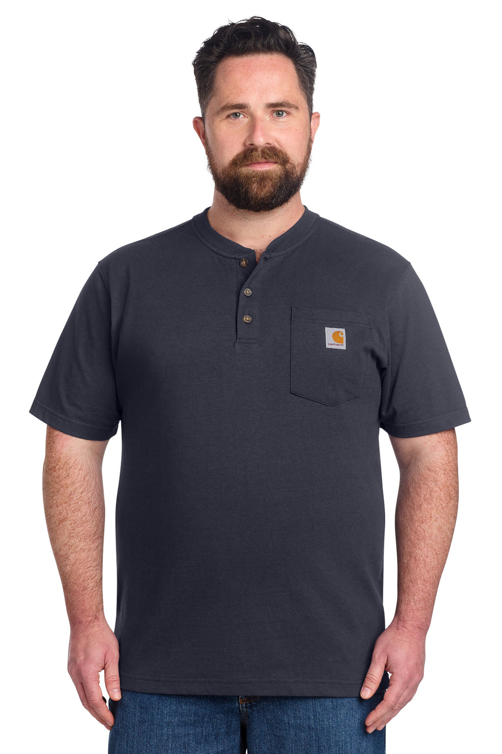 Carhartt Short Sleeve Henley T-Shirt CTK84 - Navy - front