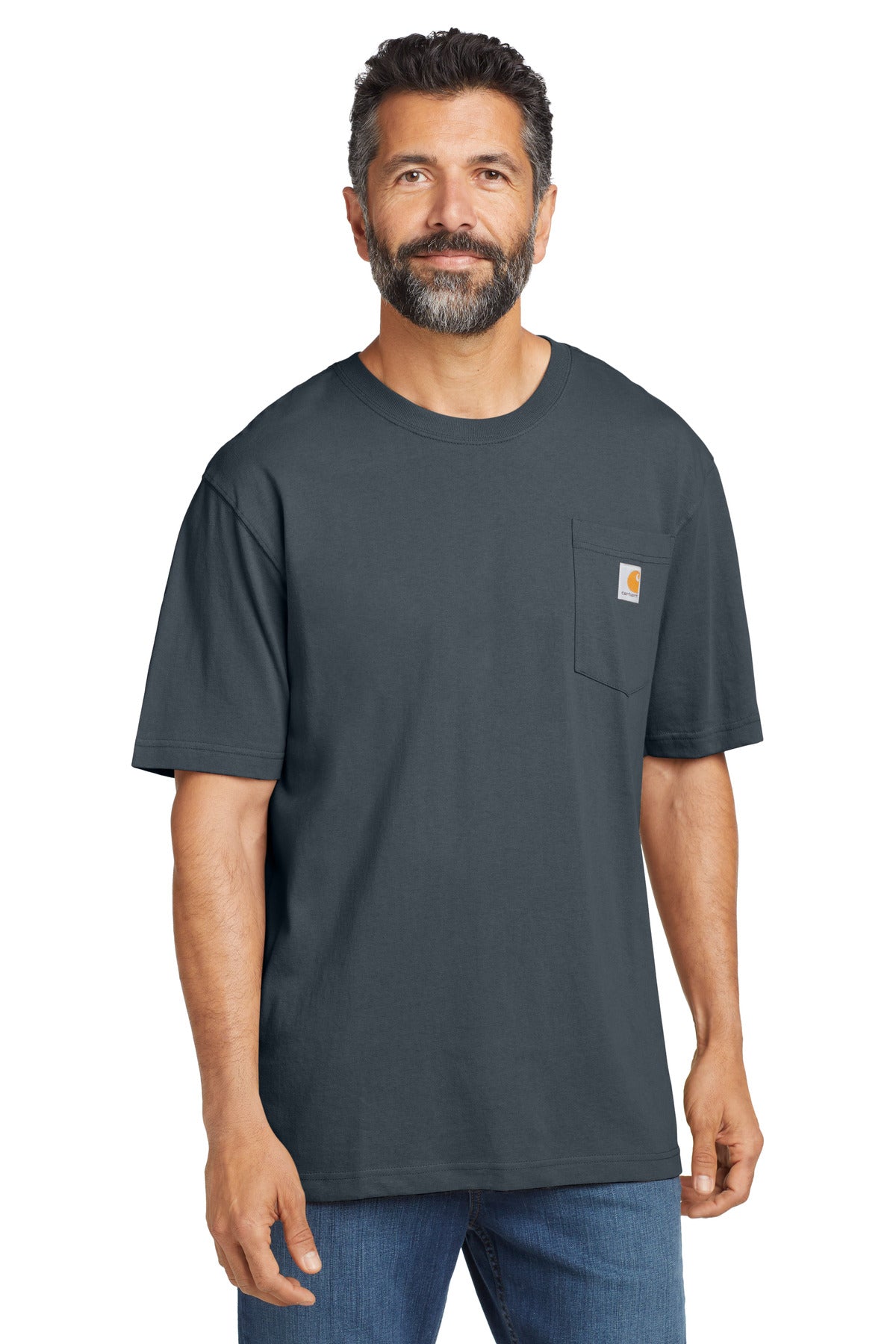 Carhartt Workwear Pocket Short Sleeve T-Shirt. CTK87 - Bluestone - front