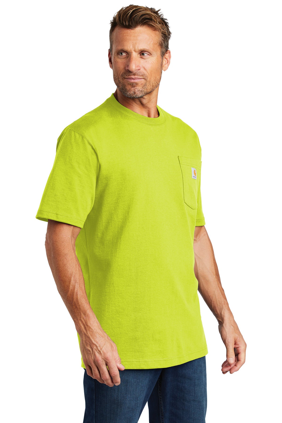 Carhartt Workwear Pocket Short Sleeve T-Shirt. CTK87 - Brite Lime - three_q