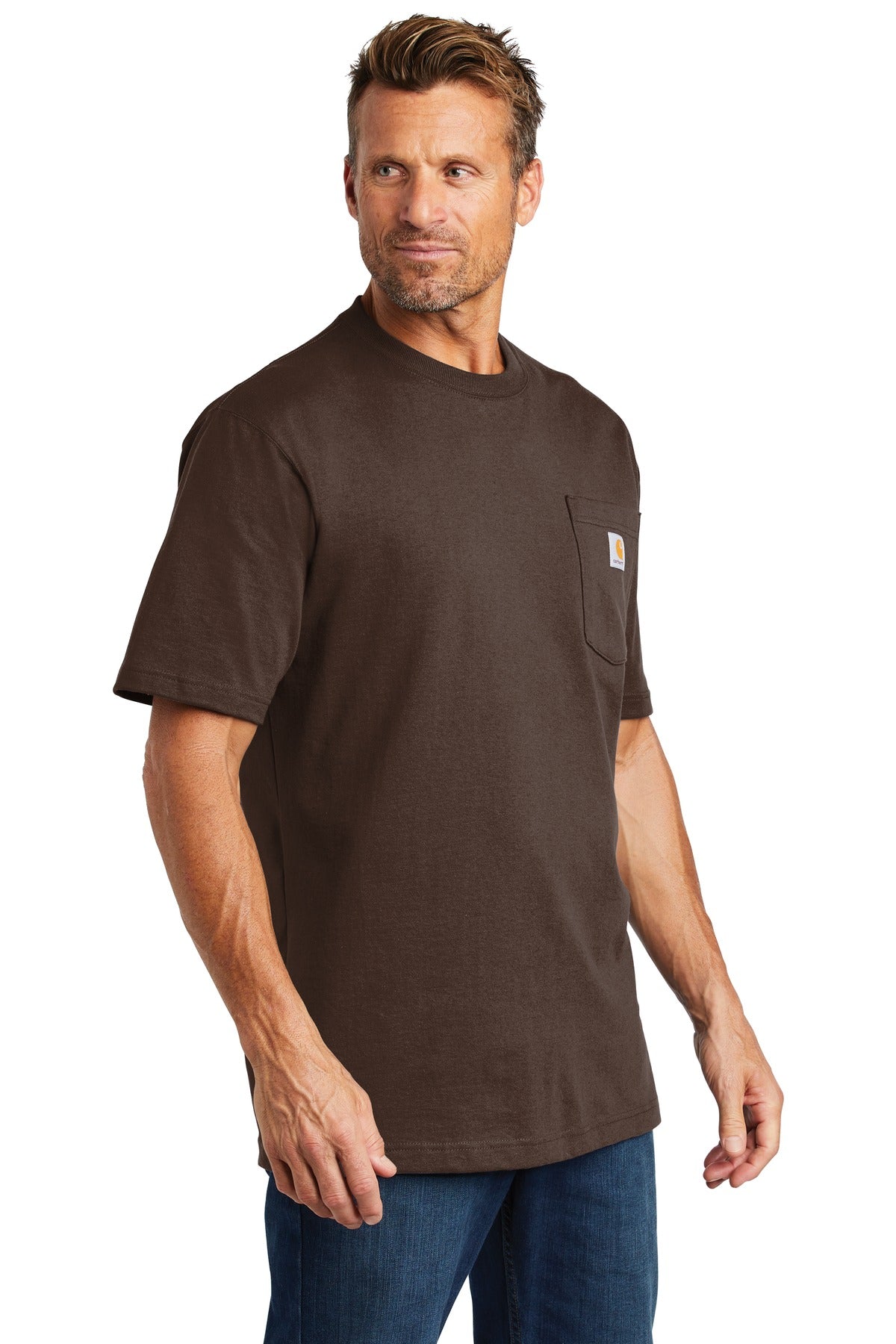 Carhartt Workwear Pocket Short Sleeve T-Shirt. CTK87 - Dark Brown - three_q