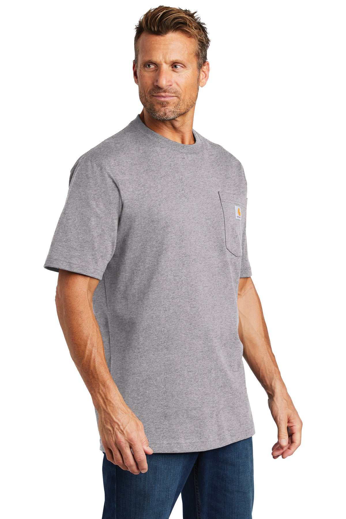 Carhartt Workwear Pocket Short Sleeve T-Shirt. CTK87 - Heather Grey - three_q