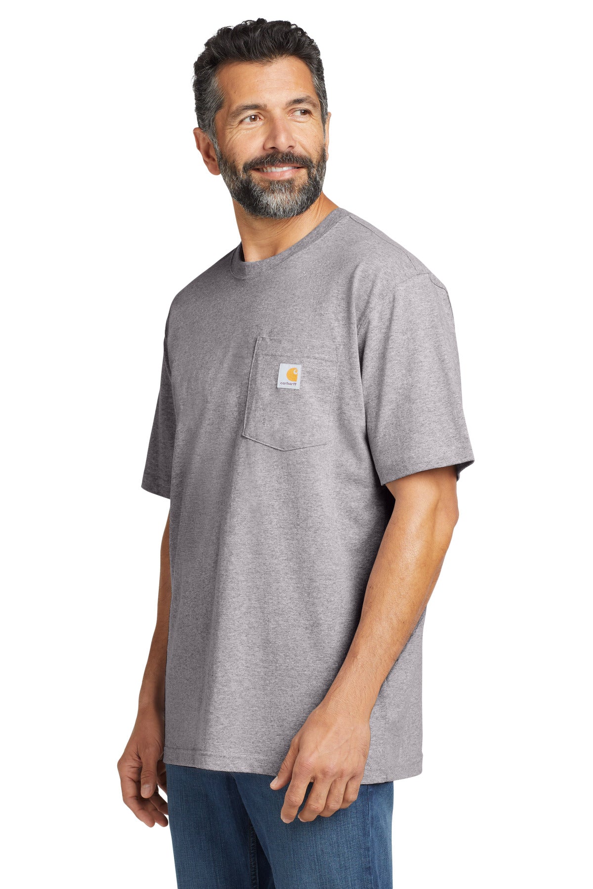 Carhartt Workwear Pocket Short Sleeve T-Shirt. CTK87 - Heather Grey - side