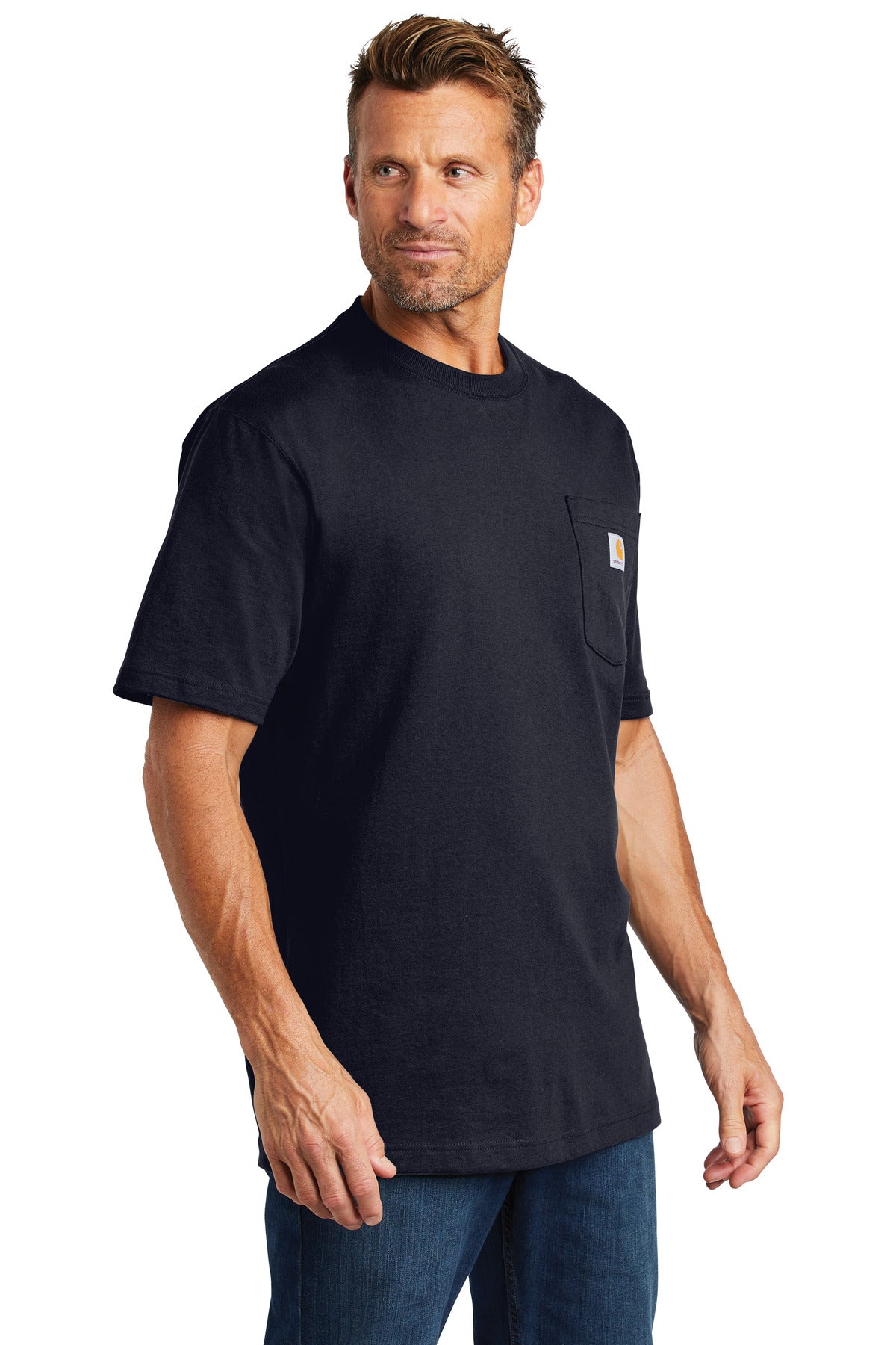Carhartt Workwear Pocket Short Sleeve T-Shirt. CTK87 - Navy - three_q