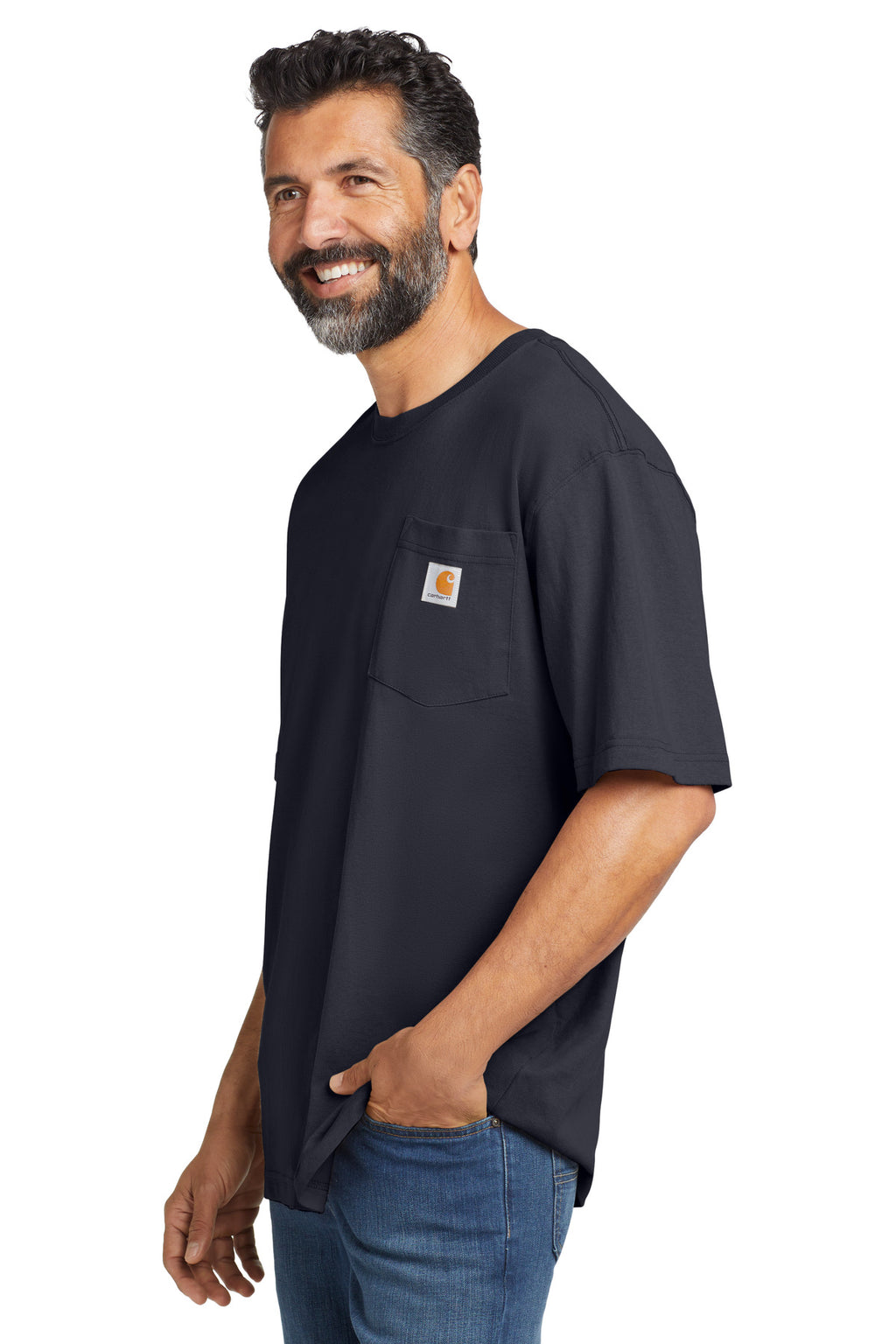 Carhartt Workwear Pocket Short Sleeve T-Shirt. CTK87 - Navy - side