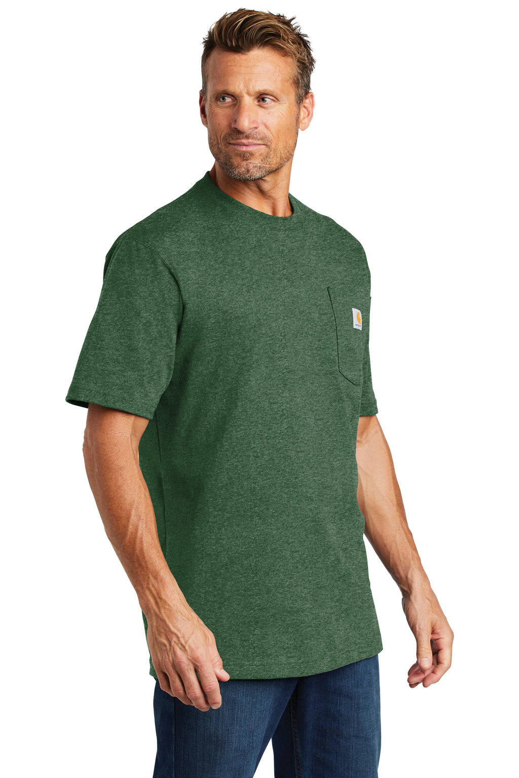 Carhartt Workwear Pocket Short Sleeve T-Shirt. CTK87 - North Woods Heather - three_q