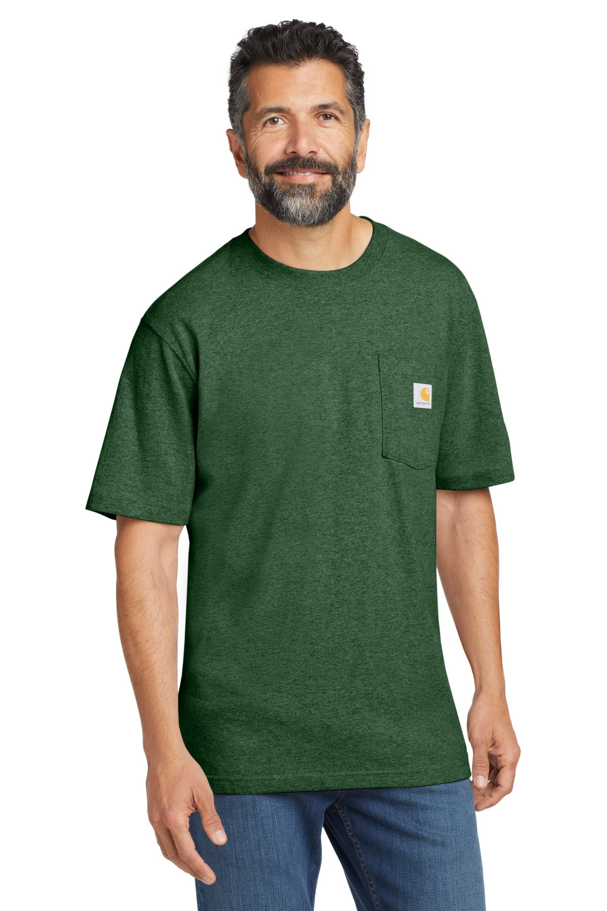 Carhartt Workwear Pocket Short Sleeve T-Shirt. CTK87 - North Woods Heather - front