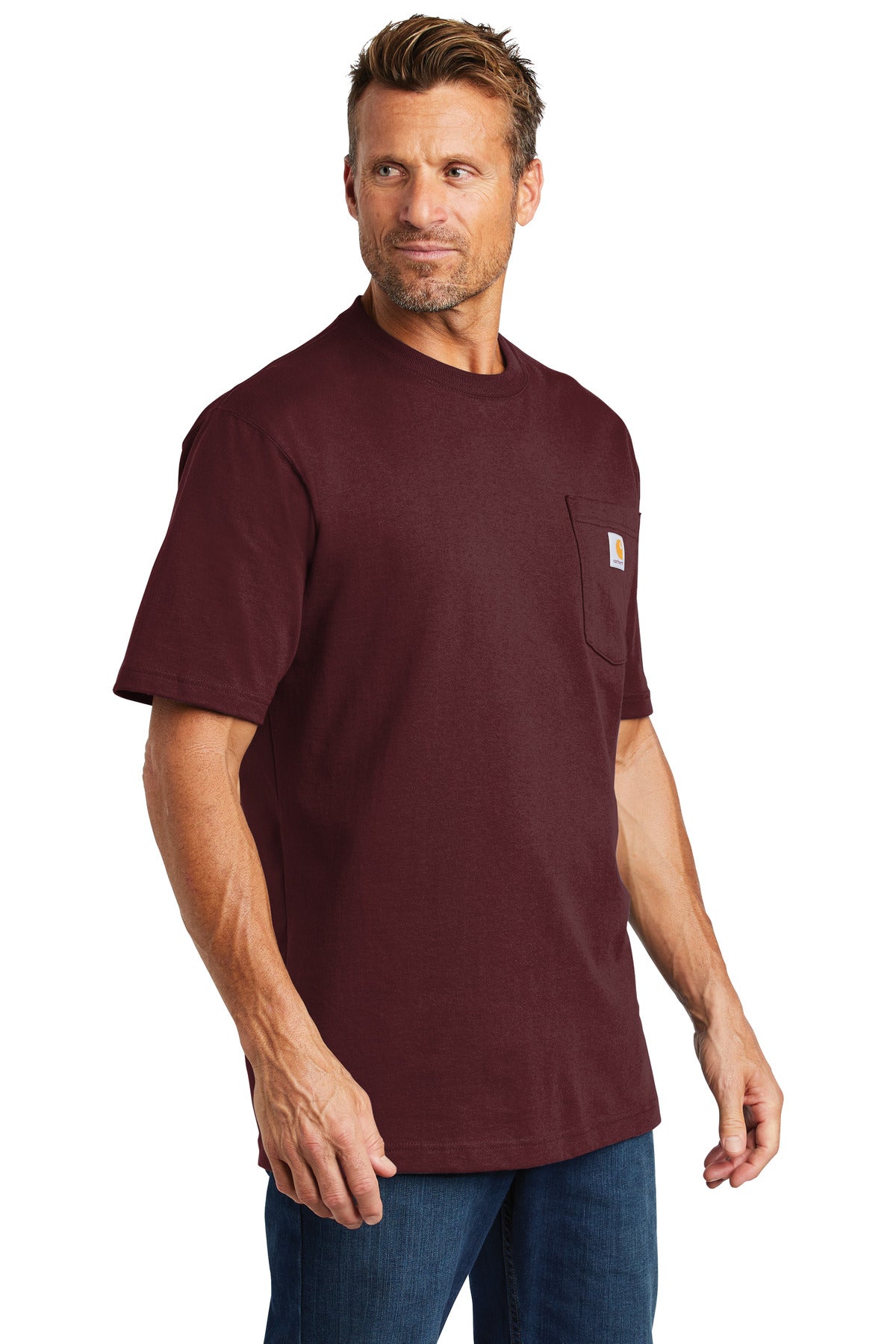 Carhartt Workwear Pocket Short Sleeve T-Shirt. CTK87 - Port - three_q