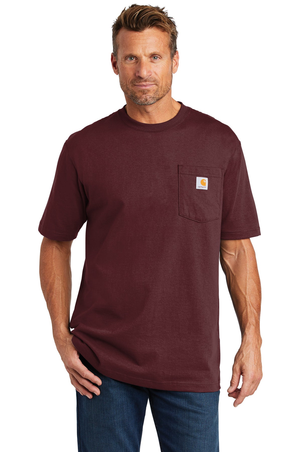 Carhartt Workwear Pocket Short Sleeve T-Shirt. CTK87 - Port - front