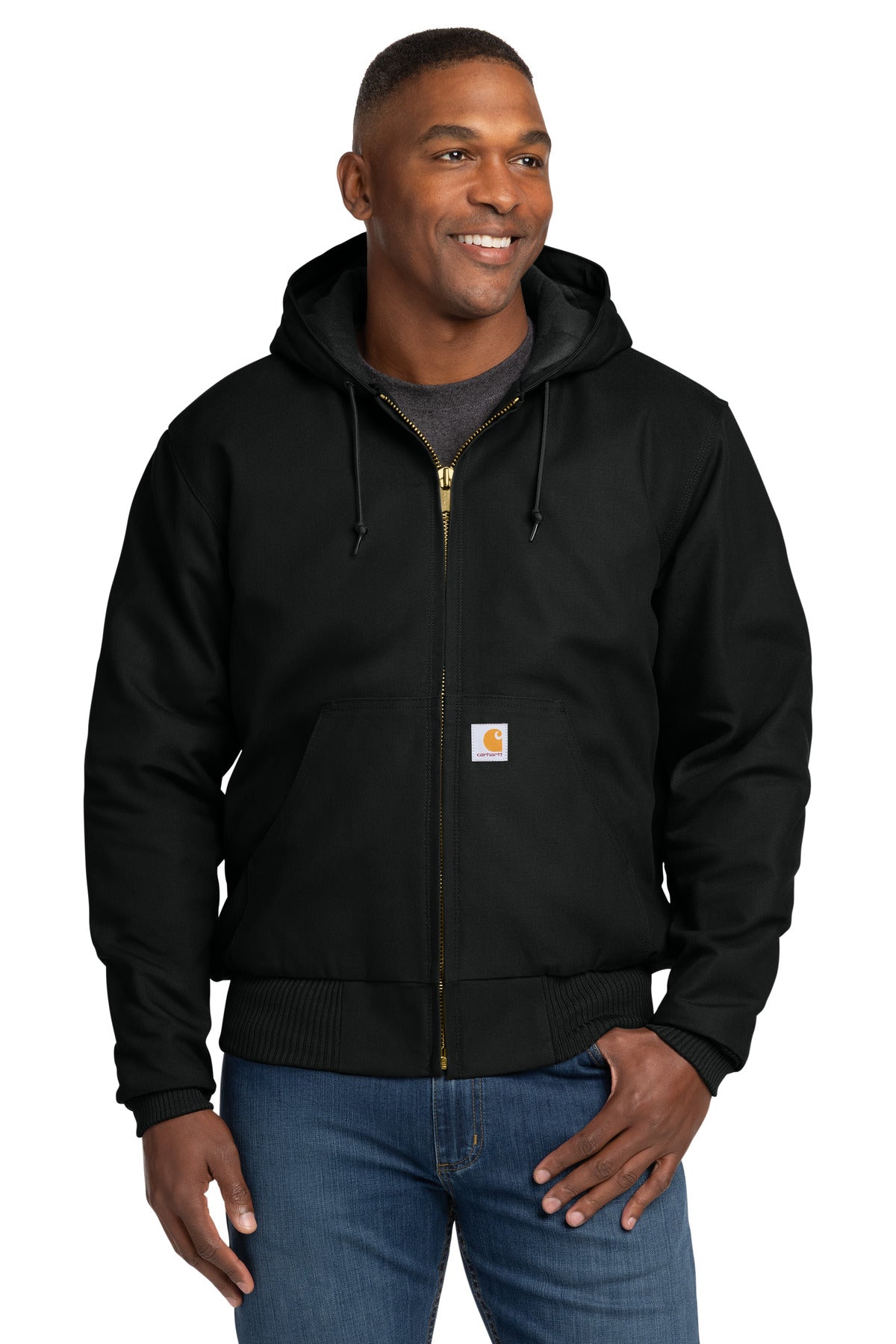 Carhartt Tall Quilted-Flannel-Lined Duck Active Jac. CTT106677 - Black - front