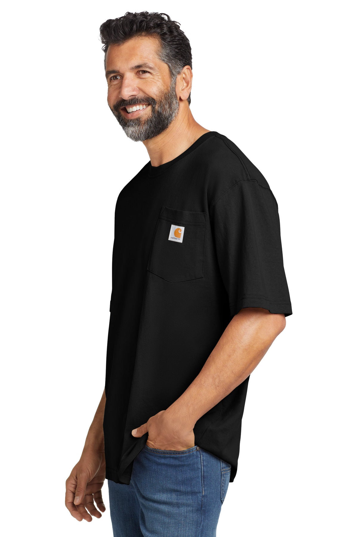 Carhartt Tall Workwear Pocket Short Sleeve T-Shirt. CTTK87 - Black - side