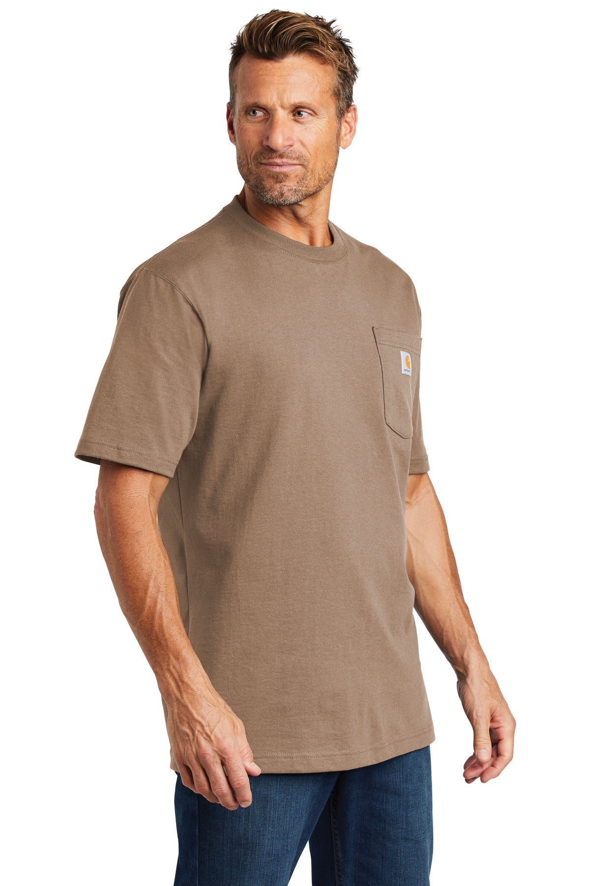 Carhartt Tall Workwear Pocket Short Sleeve T-Shirt. CTTK87 - Desert - three_q