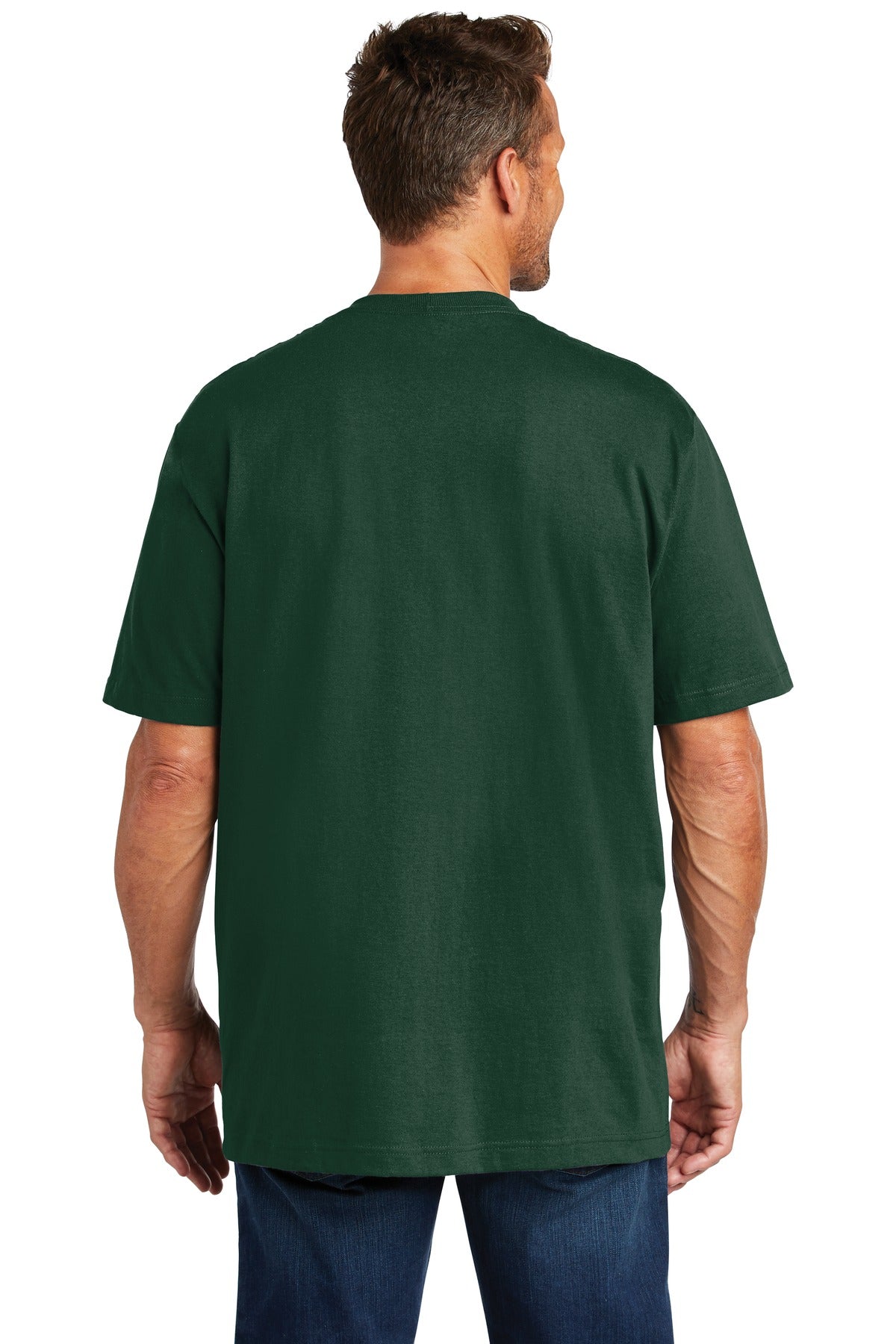 Carhartt Tall Workwear Pocket Short Sleeve T-Shirt. CTTK87 - Hunter Green - back