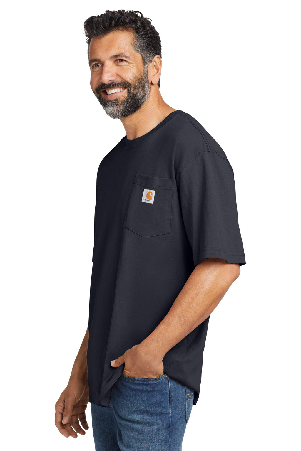 Carhartt Tall Workwear Pocket Short Sleeve T-Shirt. CTTK87 - Navy - side