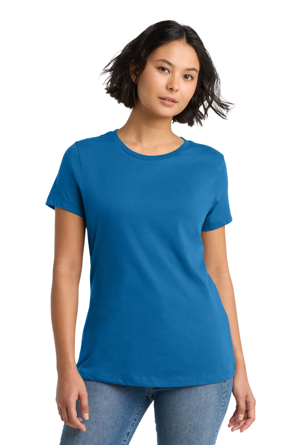District Women's Perfect Weight Tee. DM104L - Bright Blue - front