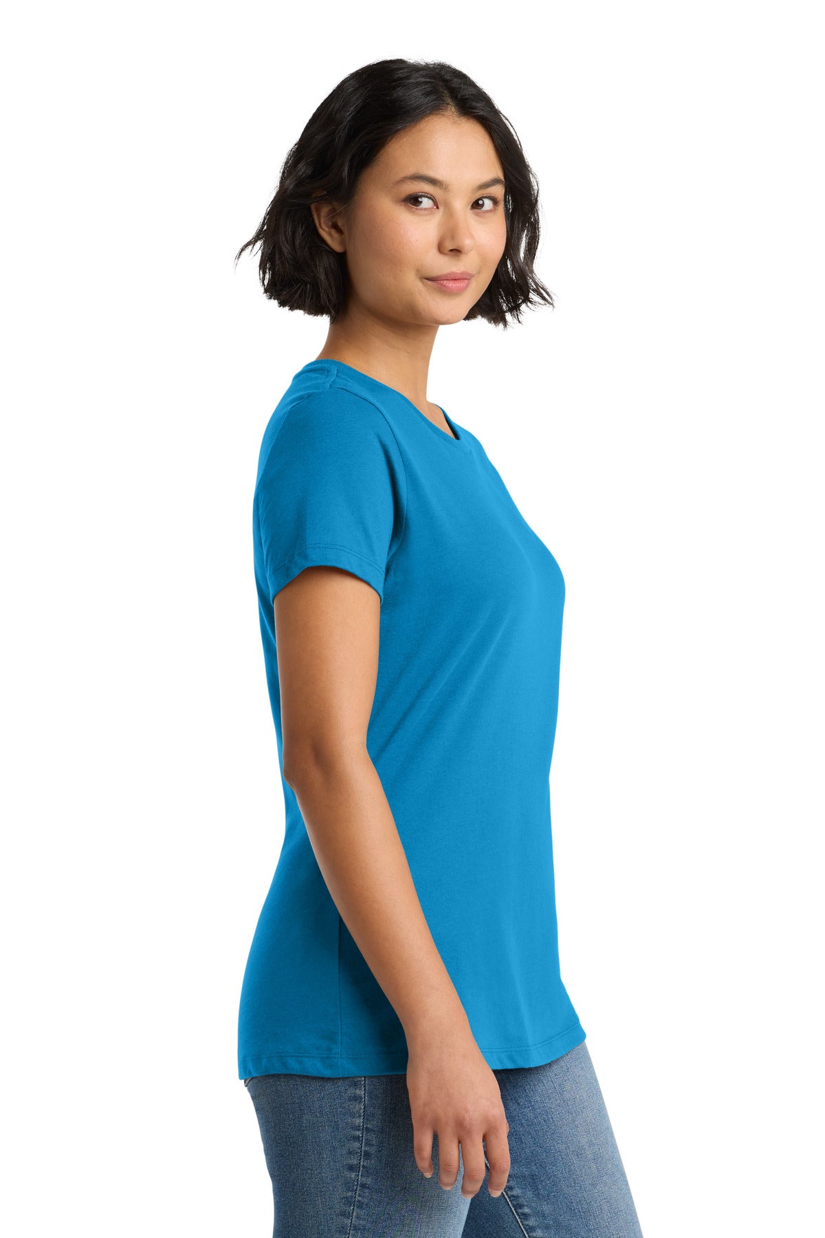District Women's Perfect Weight Tee. DM104L - Bright Turquoise - side