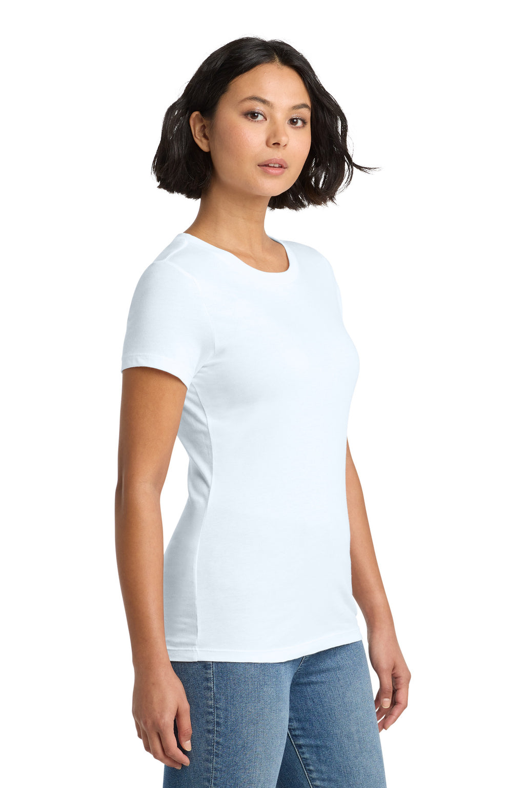 District Women's Perfect Weight Tee. DM104L - Bright White - side