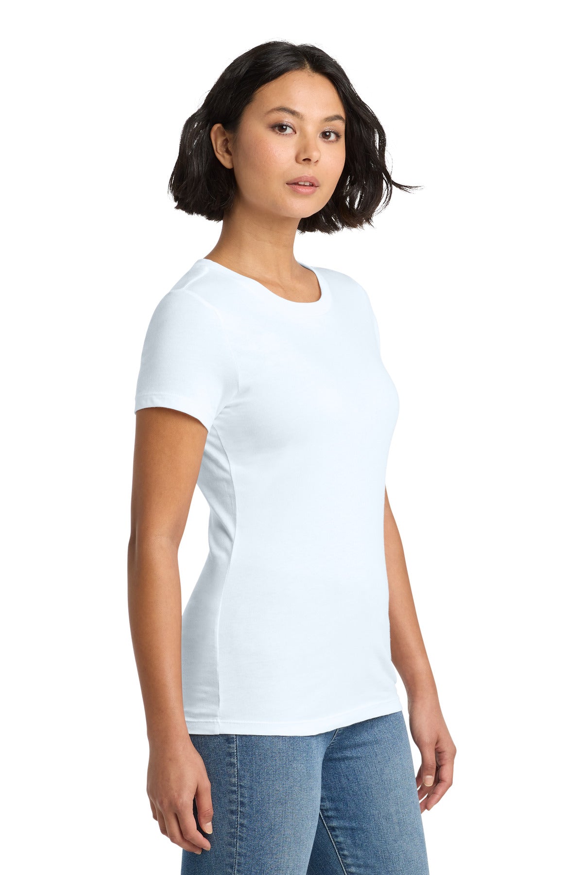 District Women's Perfect Weight Tee. DM104L - Bright White - side
