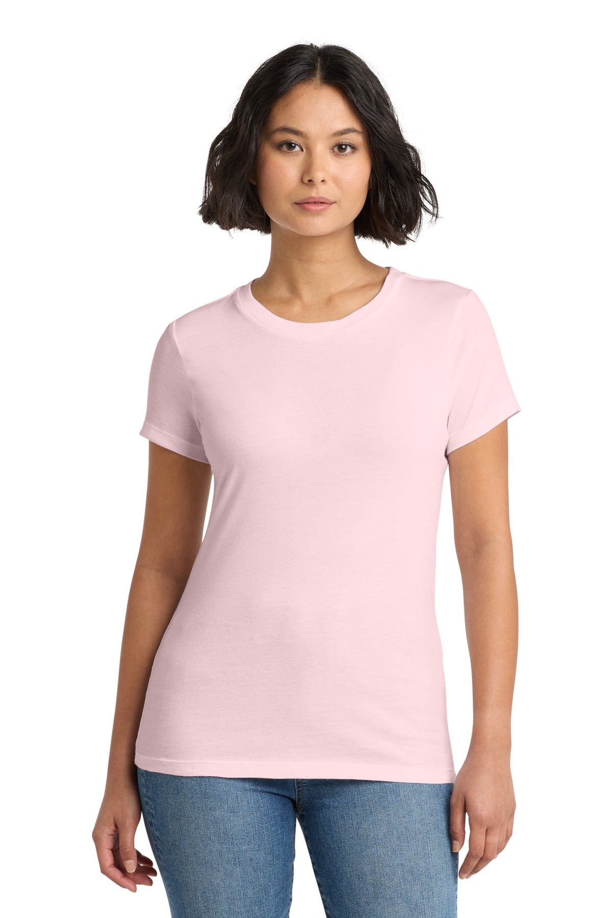 District Women's Perfect Weight Tee. DM104L - Carnation Pink - front